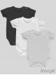 Ubranka w Kolorze Białym, Szarym, Czarnym - komplet bodziaków dla niemowląt