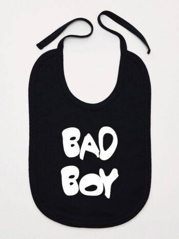 Bad Boy - śliniak z napisami dla chłopca - Czarny