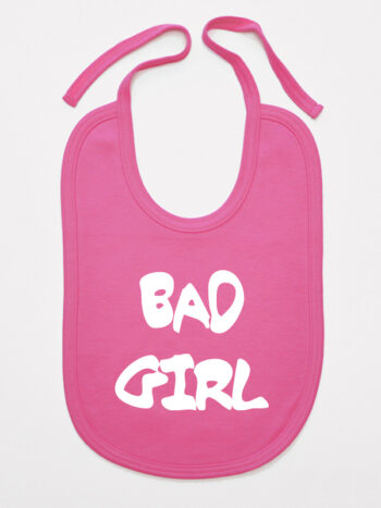 Bad Girl - śliniaczek dla dziewczynki z nadrukiem - Ciemny Różowy