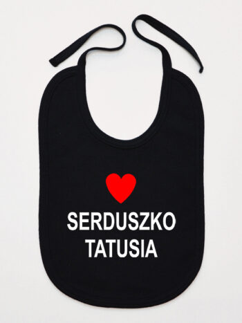 Serduszko Tatusia z Czerwonym Sercem - śliniak z nadrukiem - Czarny