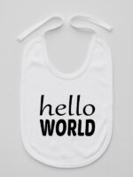 Hello World - śliniaczek z nadrukiem dla noworodków - Biały