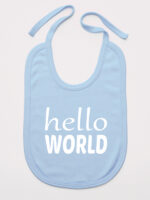 Hello World - śliniaczek z nadrukiem dla noworodków - Błękitny