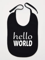 Hello World - śliniaczek z nadrukiem dla noworodków - Czarny