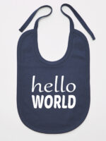 Hello World - śliniaczek z nadrukiem dla noworodków - Granatowy