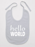 Hello World - śliniaczek z nadrukiem dla noworodków - Szary