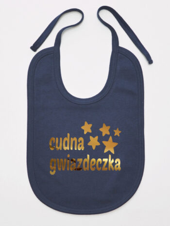 Nadruk Złoty Cudna Gwiazdeczka - śliniak dla dziewczynek - Granatowy
