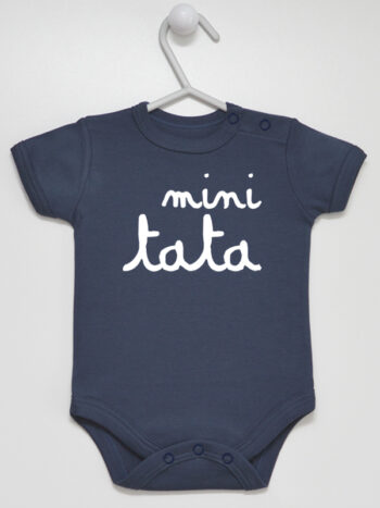 Mini Tata - body dziecięce z nadrukiem dla taty - Granatowy - Krótki rękaw