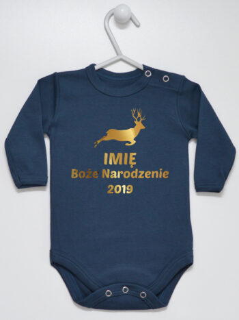 Ubranko na Boże Narodzenie + Twoje Imię i Rok 2025 - body niemowlęce - Granatowy - Długi rękaw