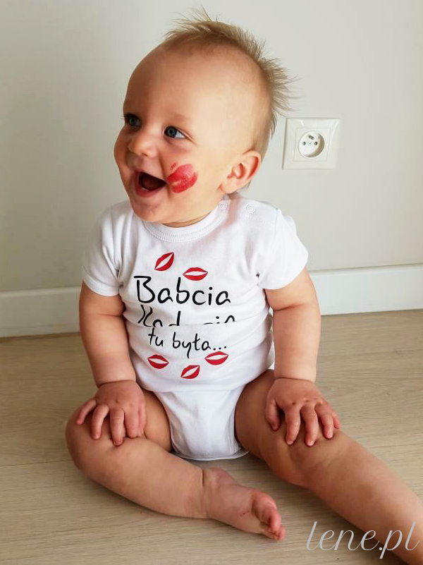 Babcia Tu Była z Całusami z Imieniem Babci - bodziak dziecięcy