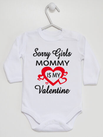 Mommy Is My Valentine - body dla chłopca na walentynki - Biały - Długi rękaw