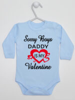 Napis Daddy Is My Valentine - body dla dziewczynki na walentynki - Błękitny - Długi rękaw Napis Daddy Is My Valentine - body dla dziewczynki na walentynki - Błękitny - Długi rękaw