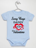 Napis Daddy Is My Valentine - body dla dziewczynki na walentynki - Błękitny - Krótki rękaw Napis Daddy Is My Valentine - body dla dziewczynki na walentynki - Błękitny - Krótki rękaw