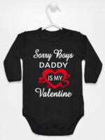 Napis Daddy Is My Valentine - body dla dziewczynki na walentynki - Czarny - Długi rękaw Napis Daddy Is My Valentine - body dla dziewczynki na walentynki - Czarny - Długi rękaw