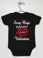 Napis Daddy Is My Valentine - body dla dziewczynki na walentynki - Czarny - Krótki rękaw Napis Daddy Is My Valentine - body dla dziewczynki na walentynki - Czarny - Krótki rękaw