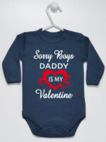 Napis Daddy Is My Valentine - body dla dziewczynki na walentynki - Granatowy - Długi rękaw Napis Daddy Is My Valentine - body dla dziewczynki na walentynki - Granatowy - Długi rękaw