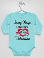 Napis Daddy Is My Valentine - body dla dziewczynki na walentynki - Miętowy - Długi rękaw Napis Daddy Is My Valentine - body dla dziewczynki na walentynki - Miętowy - Długi rękaw