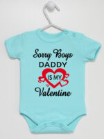 Napis Daddy Is My Valentine - body dla dziewczynki na walentynki - Miętowy - Krótki rękaw Napis Daddy Is My Valentine - body dla dziewczynki na walentynki - Miętowy - Krótki rękaw