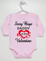 Napis Daddy Is My Valentine - body dla dziewczynki na walentynki - Różowy - Długi rękaw Napis Daddy Is My Valentine - body dla dziewczynki na walentynki - Różowy - Długi rękaw