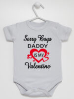 Napis Daddy Is My Valentine - body dla dziewczynki na walentynki - Szary - Krótki rękaw Napis Daddy Is My Valentine - body dla dziewczynki na walentynki - Szary - Krótki rękaw
