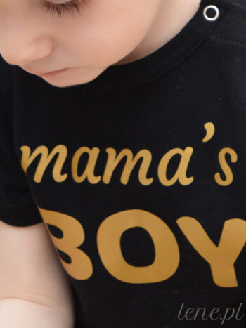 Napis Mama's Boy Złoty Nadruk - body chłopięce