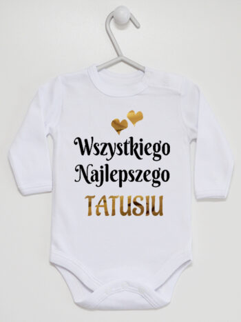 Wszystkiego Najlepszego Tatusiu z Serduszkami - body dla dzieci z nadrukiem - Biały - Długi rękaw