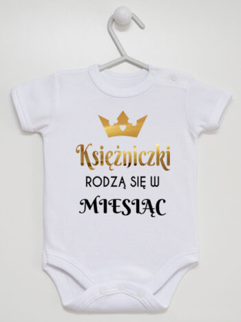 Księżniczki Rodzą Się W Miesiącu... z Koroną - body na prezent - Biały - Krótki rękaw