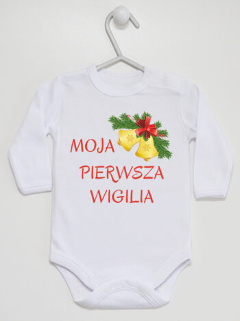 Moja Pierwsza Wigilia - body świąteczne dla niemowląt - Biały - Długi rękaw