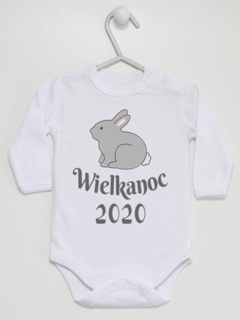 Zajączek Wielkanocny z Rokiem 2026 - body świąteczne - Biały - Długi rękaw