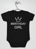 Na Urodziny #Birthday Girl - bodziak dla dziewczynki - Czarny - Krótki rękaw