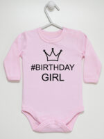 Na Urodziny #Birthday Girl - bodziak dla dziewczynki - Różowy - Długi rękaw