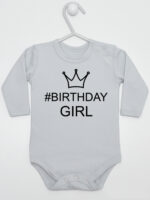 Na Urodziny #Birthday Girl - bodziak dla dziewczynki - Szary - Długi rękaw