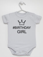 Na Urodziny #Birthday Girl - bodziak dla dziewczynki - Szary - Krótki rękaw
