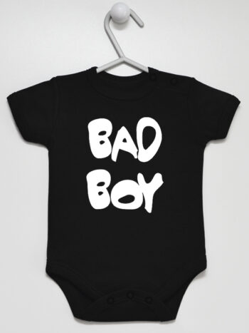 Bad Boy - body dla chłopca z nadrukiem - Czarny - Krótki rękaw