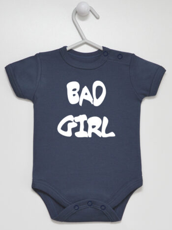 Bad Girl - body dla dziewczynki z nadrukiem - Granatowy - Krótki rękaw