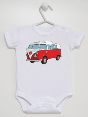 VW Bus T1 - body z nadrukiem samochodu - Biały - Krótki rękaw