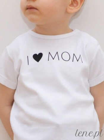 I Love Mom Nadruk Czarny z Sercem - bodziak z nadrukiem
