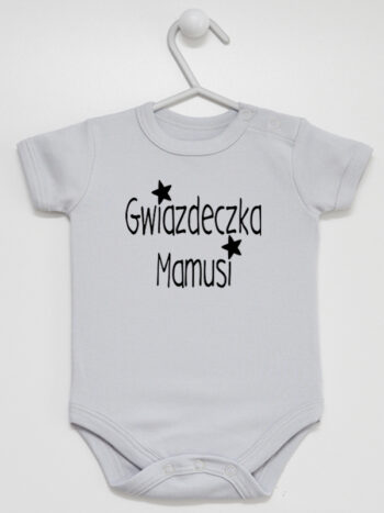 Gwiazdeczka Mamusi - body dla dziewczynki - Szary - Krótki rękaw