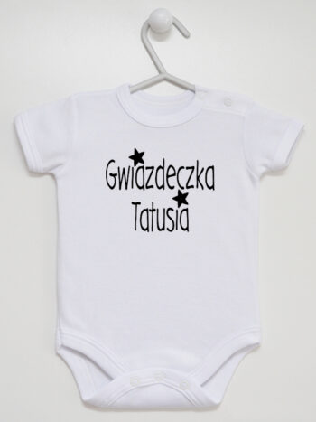Gwiazdeczka Tatusia - body dziewczęce dla niemowląt z nadrukiem - Biały - Krótki rękaw