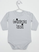 Gwiazdeczka Tatusia - body dziewczęce dla niemowląt z nadrukiem - Szary - Długi rękaw Gwiazdeczka Tatusia - body dziewczęce dla niemowląt z nadrukiem - Szary - Długi rękaw