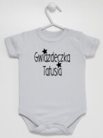 Gwiazdeczka Tatusia - body dziewczęce dla niemowląt z nadrukiem - Szary - Krótki rękaw Gwiazdeczka Tatusia - body dziewczęce dla niemowląt z nadrukiem - Szary - Krótki rękaw