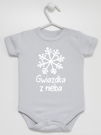 Gwiazdka z Nieba - body niemowlęce z nadrukiem dla dziecka - Szary - Krótki rękaw
