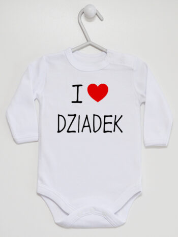 I Love Dziadek z Sercem Czerwonym - body z nadrukiem dla dziecka - Biały - Długi rękaw