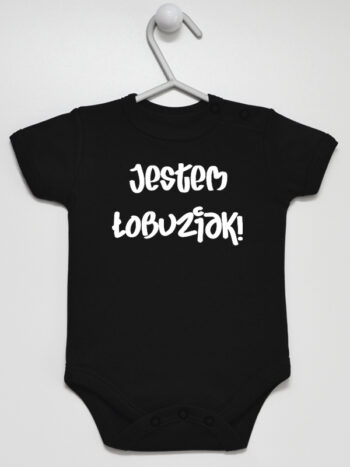 Jestem Łobuziak - body dla chłopczyka z nadrukiem - Czarny - Krótki rękaw