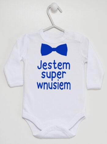 Jestem Super Wnusiem z Muchą - body dla chłopca - Biały - Długi rękaw