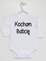 Napis Kocham Babcię - body dziecięce z nadrukiem - Biały - Długi rękaw