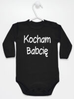Napis Kocham Babcię - body dziecięce z nadrukiem - Czarny - Długi rękaw