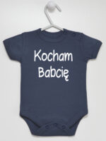 Napis Kocham Babcię - body dziecięce z nadrukiem - Granatowy - Krótki rękaw