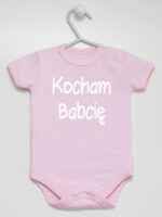 Napis Kocham Babcię - body dziecięce z nadrukiem - Różowy - Krótki rękaw