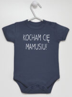 Kocham Cię Mamusiu - bodziak niemowlęcy - Granatowy - Krótki rękaw