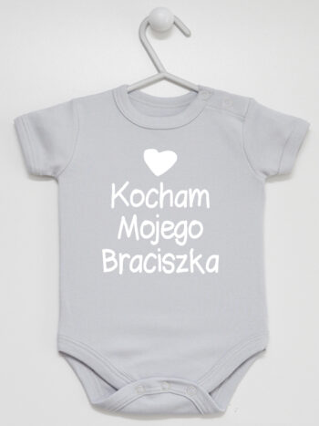 Kocham Mojego Braciszka - body dla niemowląt z nadrukiem - Szary - Krótki rękaw